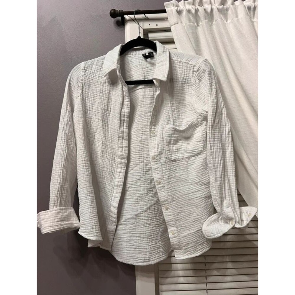 Versona White muslin 100% cotton button down shirt
